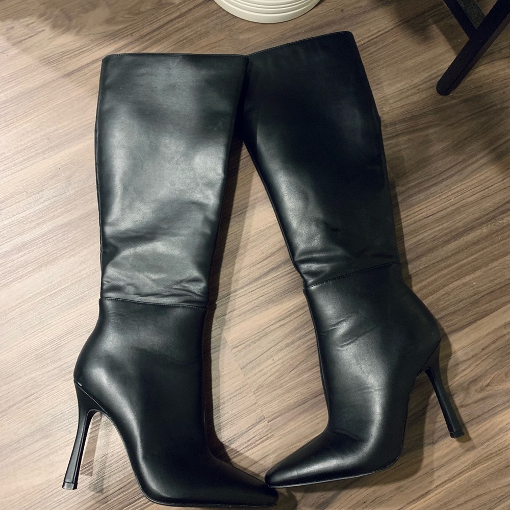 Black leather boots